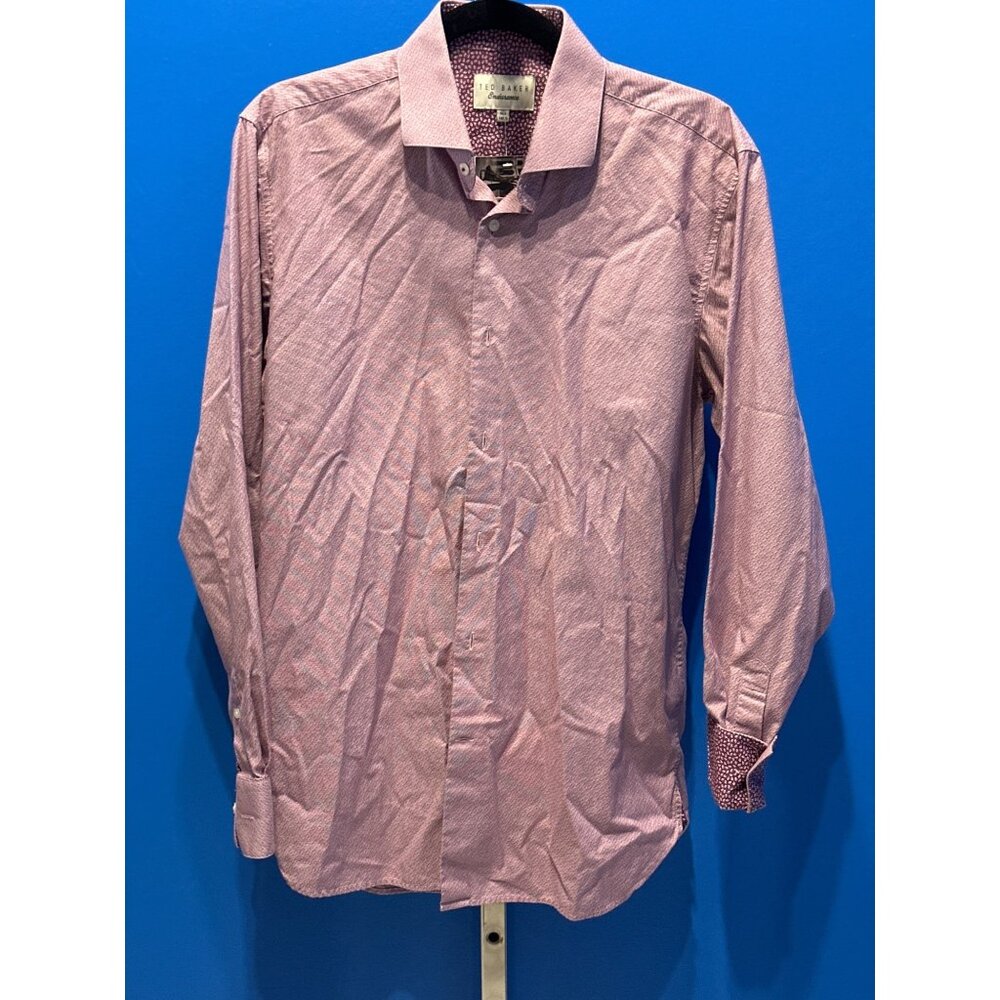 Ted Baker Endurance Mens Purple Flip Cuff Button-Up Shirt Size Medium 15.5 34/35